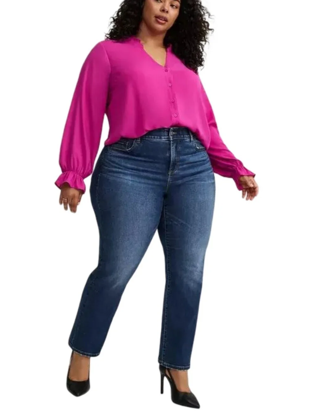 torrid Georgette Button-Down Raspberry Lantern Sleeve Shirt Blouse Plus Size 2X